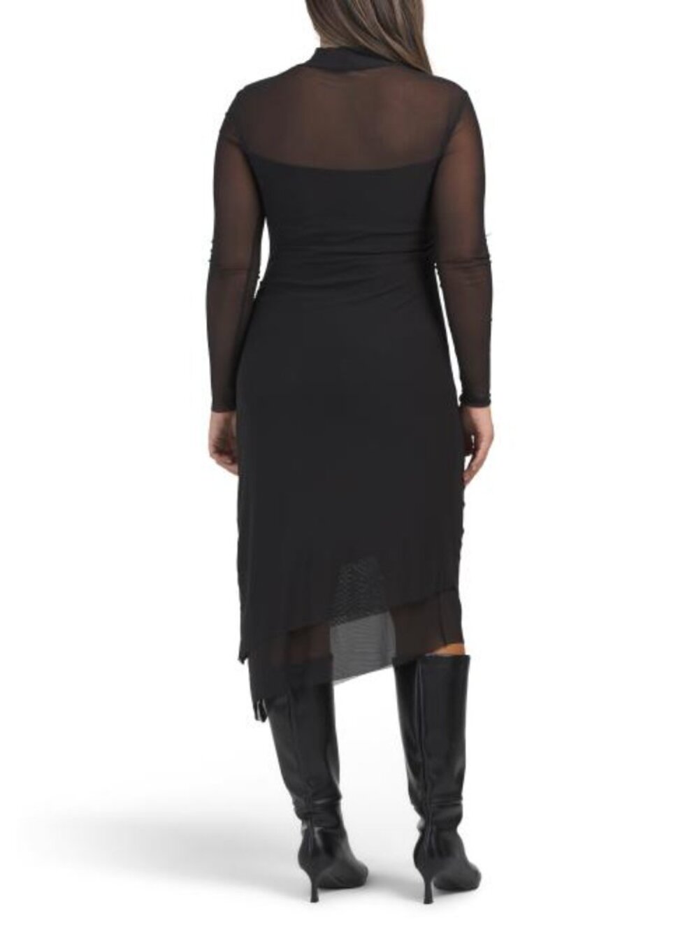 STEVE MADDEN Blare Asymmetrical Mock Neck Shear Dress - Picture 2 of 5